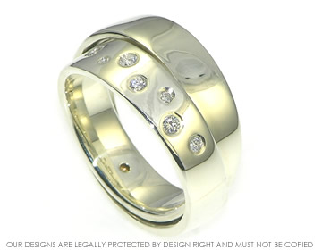 9ct white gold double wrap ring with scatter set diamonds