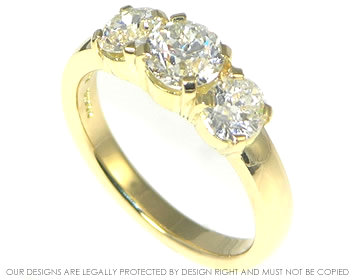 18ct yellow gold engagement ring using customers own stones.