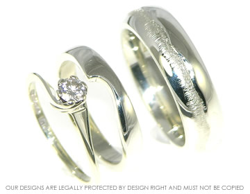 Pair of bespoke 9ct white gold wedding rings