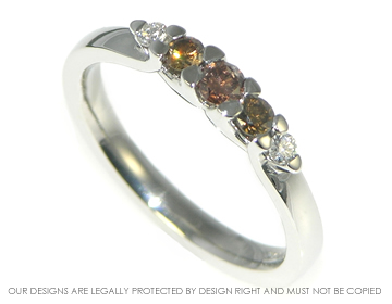 Platinum 0.28cts naturally chocolate cognac and white diamond ring 