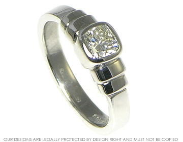 Art Deco inspired platinum engagement ring with a 0.55ct radiant cut diamond 