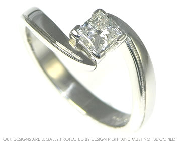 Platinum Twist Solitaire Engagement Ring with 0.5ct H SI Diamond