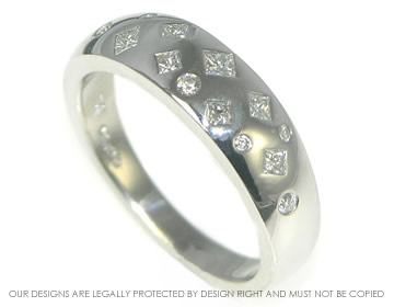 Platinum and diamond ring inspired by a starry sky