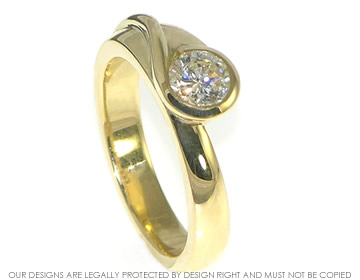 18ct yellow engagement ring using customer's own 18ct yellow gold and customer''s own brilliant cut diamond 