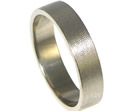 18ct white goldwedding band with a flat profile and a tunstall finish