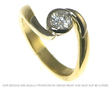 18ct yellow and white gold engagement ring with 0.36ct H SI diamond