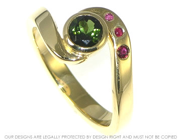 18ct yellow gold bespoke tourmaline engagement ring 