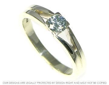 Bespoke 9ct white gold engagement ring with ice blue 0.33cts diamond.  