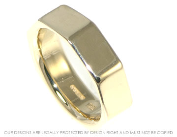 Bespoke 9ct yellow gold octagonal wedding ring