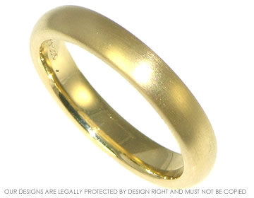 18ct yellow gold 4mm wedding ring with a satinised finish