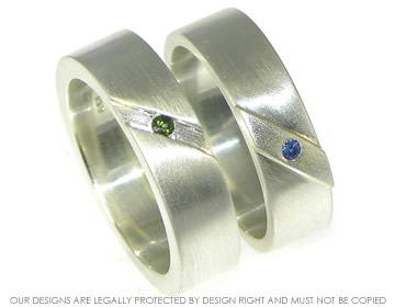 Pair of bespoke 9ct white gold commitment rings