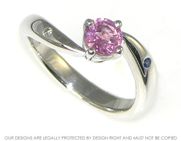 Bespoke 9ct white gold pink sapphire engagement ring 