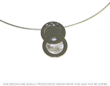 Bespoke 18ct white gold, diamond and sapphire eternity pendant