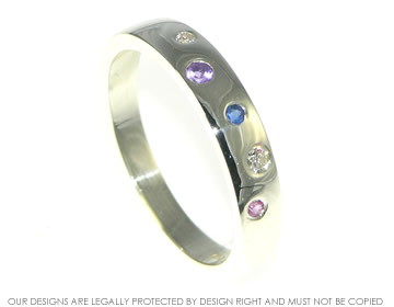 9ct white gold ring with scatter set semi precious and precious stones