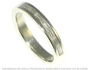 Bespoke 9ct white gold eternity ring with baguette cut diamonds