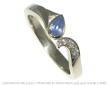 Bespoke 18ct white gold, sapphire and diamond engagement ring