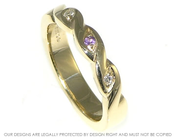 Bespoke 9ct yellow gold eternity ring with amethyst and diamonds