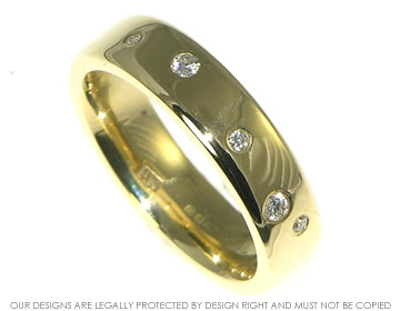 18ct yellow gold engagement ring with scattered  diamonds