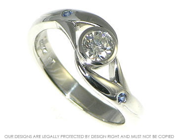 Platinum river inspired engagement ring with 0.34ct brilliant cut H SI diamond 