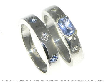 9ct white gold wedding ring with princess cut stones 