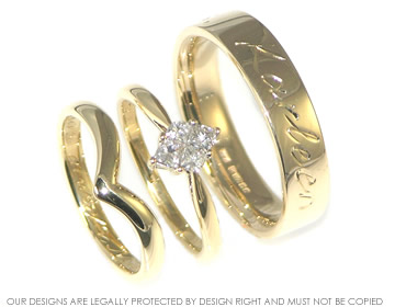 Pair of yellow gold wedding rings using the customers'' own gold