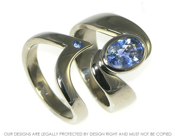 White gold and sapphire twist style engagement ring inspired by the Azores sea