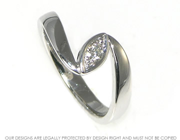 Bespoke 9ct white gold and diamond twist ring