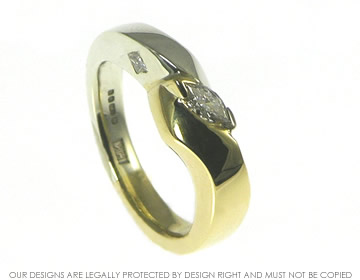 18ct yellow and white gold marquise diamond engagement ring