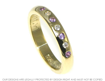 18ct yellow gold eternity ring with amethysts and diamonds