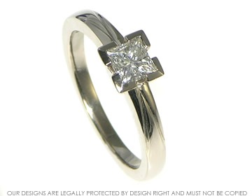 18ct white gold engagement ring with a princess cut diamond