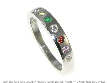 18ct white gold eternity ring with diamonds and birthstones