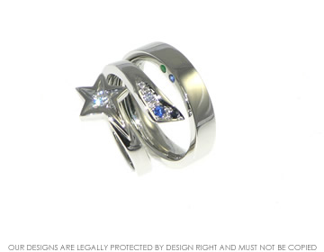 Shooting stars inspired wrap around engagement ring.