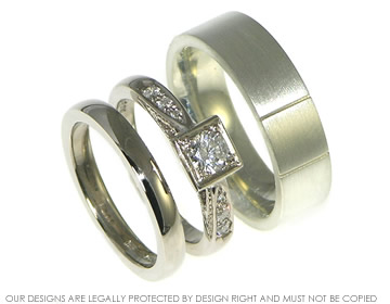 Pair of bespoke white gold wedding rings