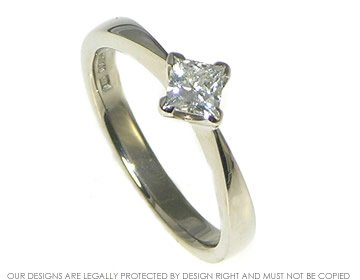 18ct white gold engagement ring with princess cut diamond 