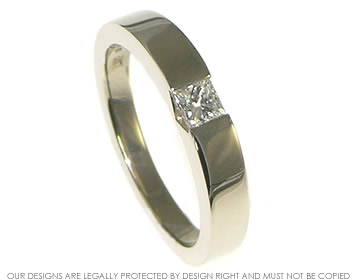 18ct white gold tension style diamond solitaire engagement ring