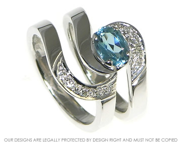 Aquamarine bridal hot sale ring set