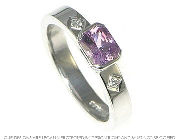 white gold pale pink sapphire and diamond engagement ring