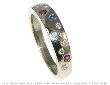 Bespoke 18ct white gold eternity ring with birthstones