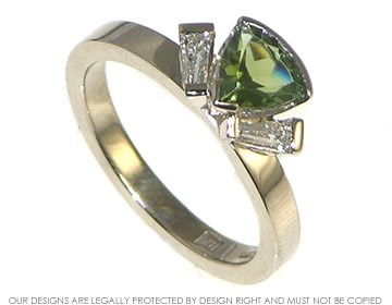 18ct white gold and trillion tourmaline engagement ring