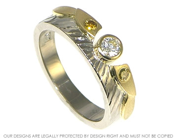 18ct yellow and white gold egyption inspired engagement ring