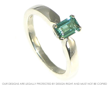 9ct white gold engagement ring with an emerald cut tourmaline 