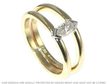 9ct yellow and white gold ring with marquise diamond 