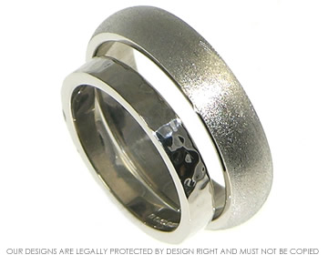 18ct white gold wedding band with a tunstall finish