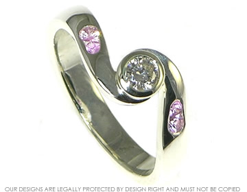 9ct white gold engagement ring with diamond and pink sapphire