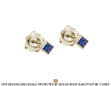9ct white gold earrings with 2.5mm square cut sapphires