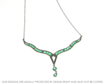 Bespoke 18ct white gold and fine columbian emerald necklace  