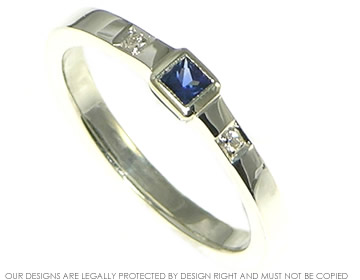 White gold delicate sapphire and diamond engagement ring