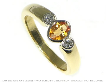 18ct yellow and white gold orange sapphire engagement ring