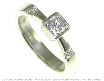 Art deco 9ct white gold engagement ring with a 0.52ct princess cut diamond