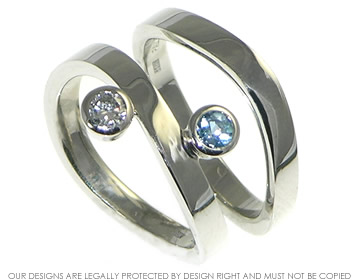 Palladium engagement and wedding ring set.